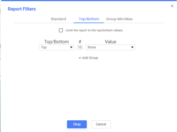 Filters dialog